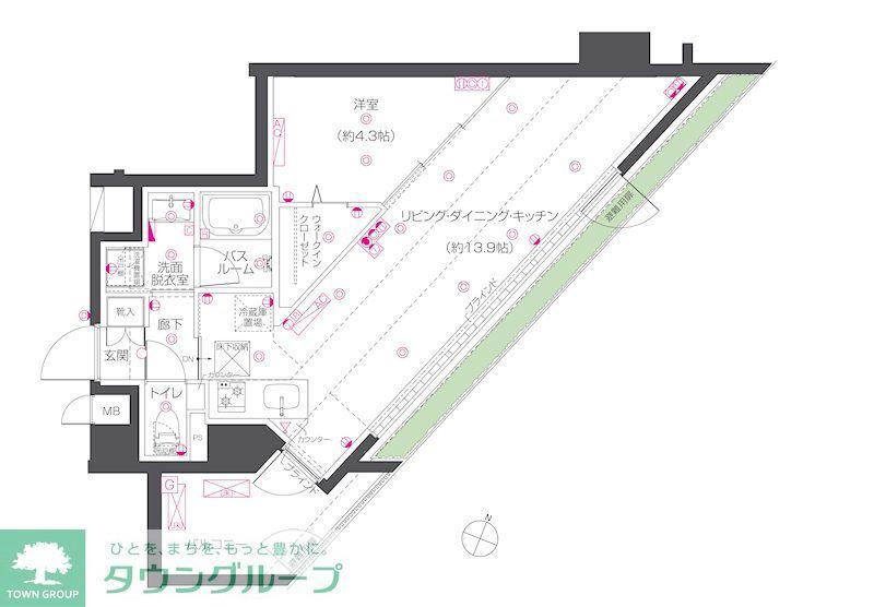 ZOOM練馬高野台(1LDK/1階)の間取り写真
