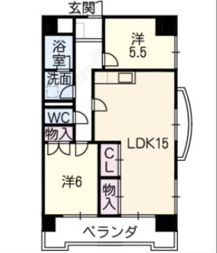 ウノモリックス(2LDK/9階)の間取り写真