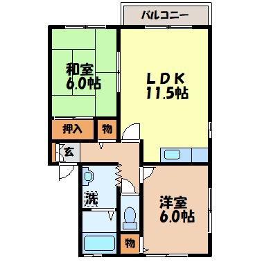 セジュールMATSUO(2LDK/2階)の間取り写真