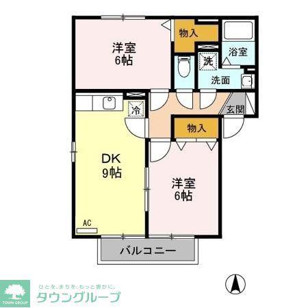 ポルトス元町B(2DK/2階)の間取り写真