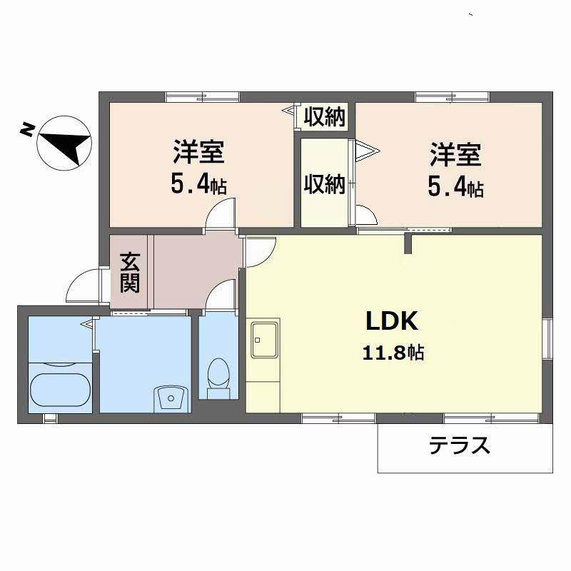 ベルドミール(2LDK/1階)の間取り写真