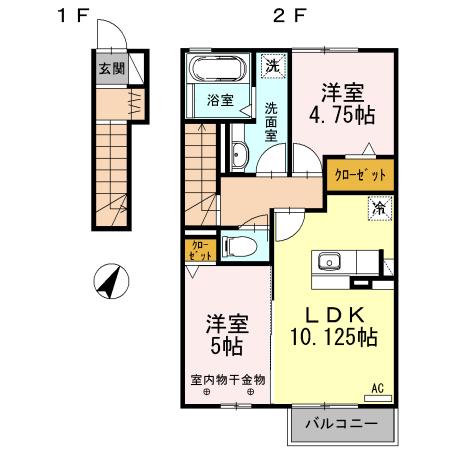 クラリス(2LDK/2階)の間取り写真