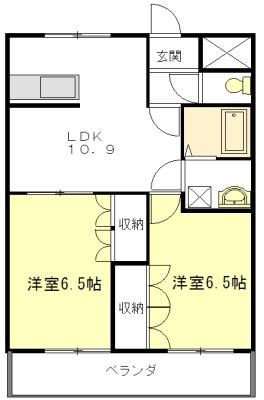 ラピュタ弐番館(2LDK/2階)の間取り写真