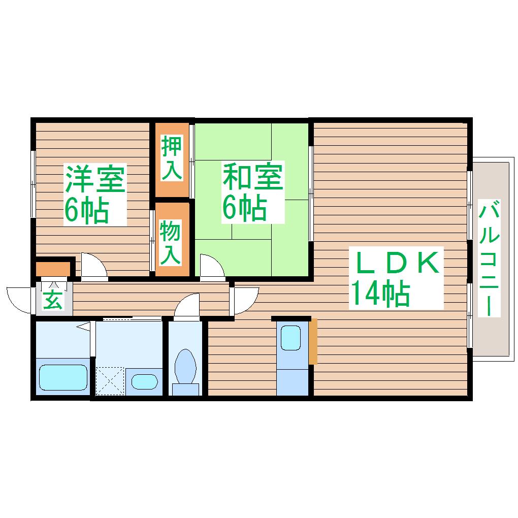 第2フレールしょうじ(2LDK/2階)の間取り写真