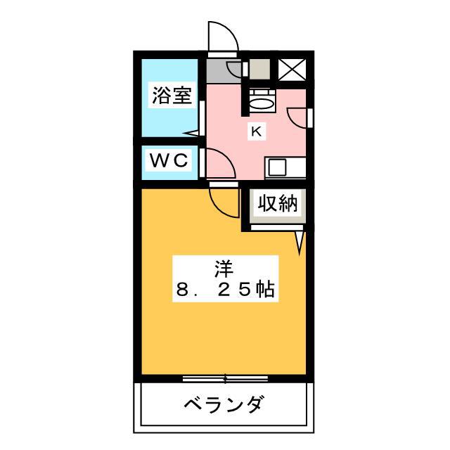 シャトルI(1K/2階)の間取り写真
