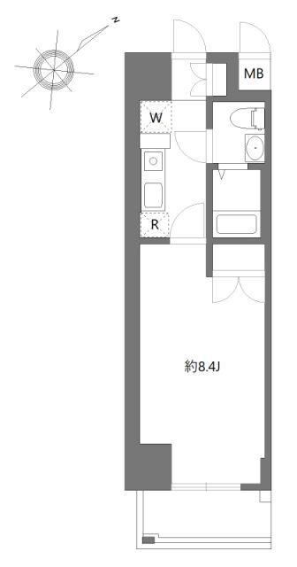 ジュモー京成船橋(1K/3階)の間取り写真