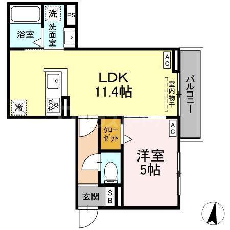 グラナーデ堤通(1LDK/2階)の間取り写真
