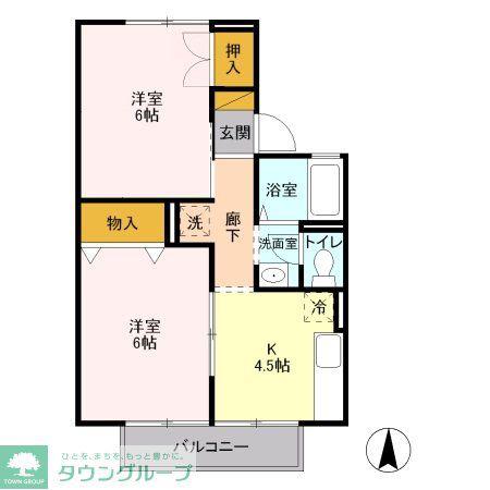 ポラールB(2K/1階)の間取り写真