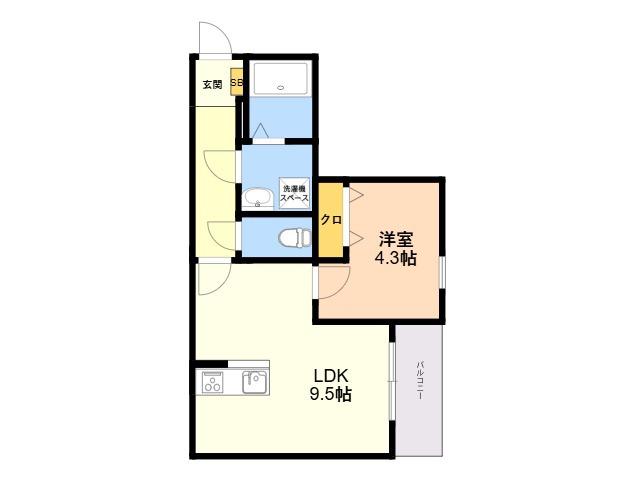 クリーク下山門Ⅱ(1LDK/1階)の間取り写真