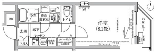 ルフレ プレミアム上北沢(1K/1階)の間取り写真