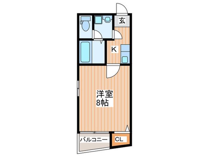 クロスヴィーチェ京橋(1K/2階)の間取り写真