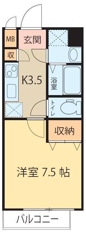 シェルグランデ土樋(1K/3階)の間取り写真