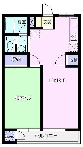 ベルメゾンやはた(1LDK/2階)の間取り写真