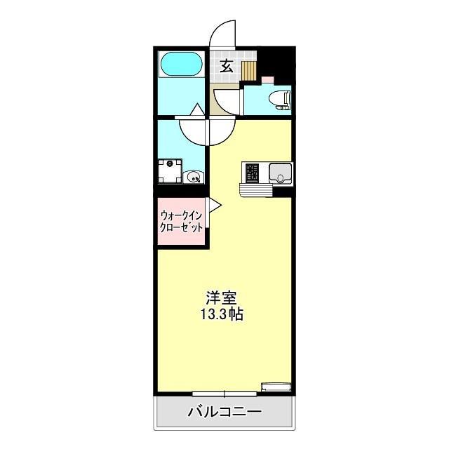 ヘリテージ宮町(ワンルーム/3階)の間取り写真