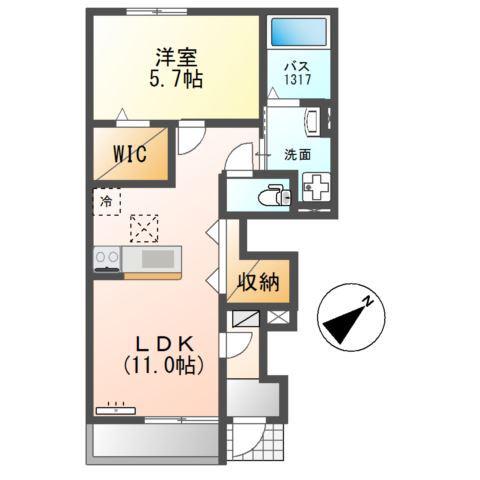 SUNNY HOME(1LDK/1階)の間取り写真