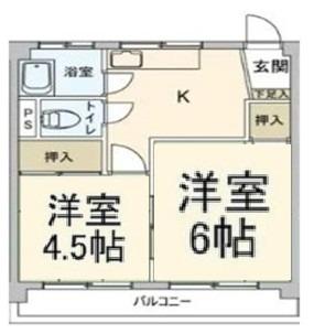 クロノス府中(2DK/1階)の間取り写真