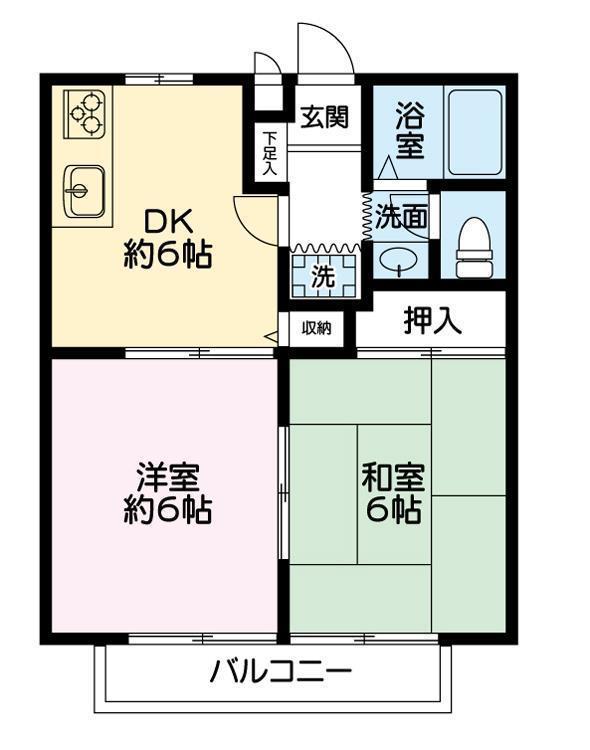 ドミール竜王台(2DK/2階)の間取り写真