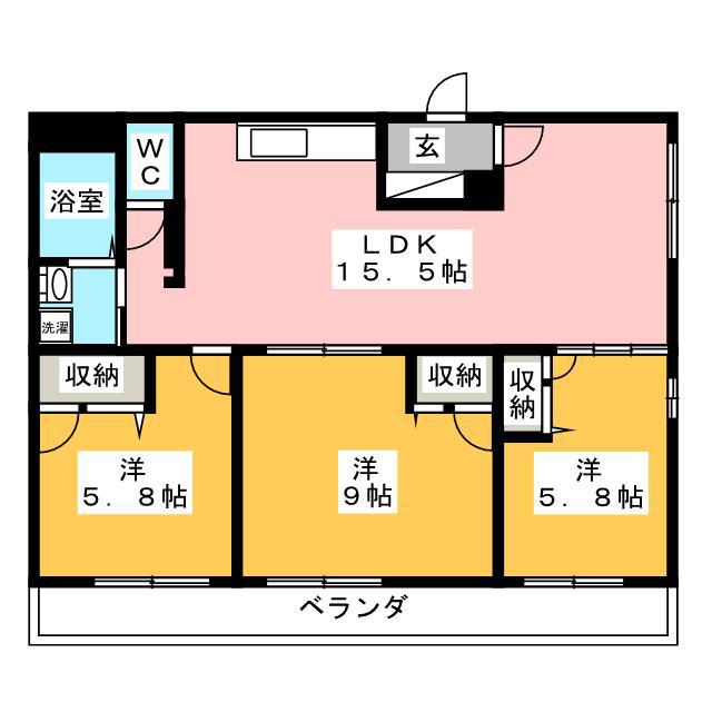コート瑠璃京(3LDK/1階)の間取り写真