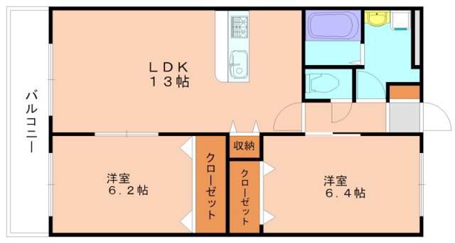 シーサイドヒルズHK-II(2LDK/2階)の間取り写真