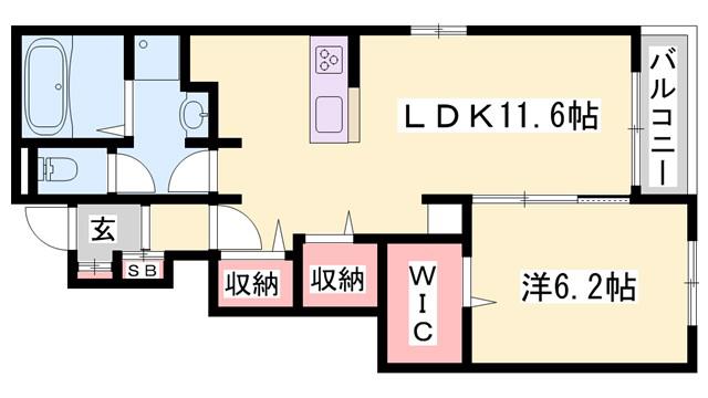 ラ グラン ヴィーダ 赤穂II(1LDK/1階)の間取り写真