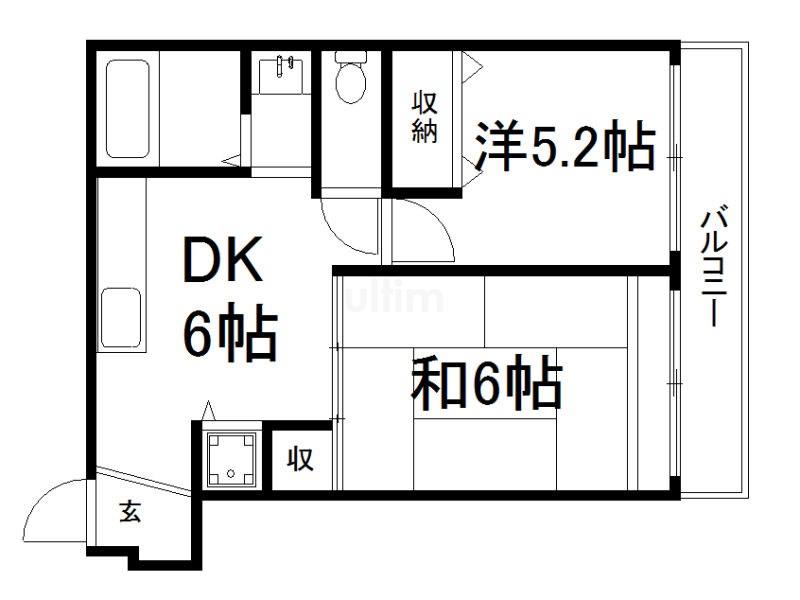マンションハヤシビル(2DK/1階)の間取り写真