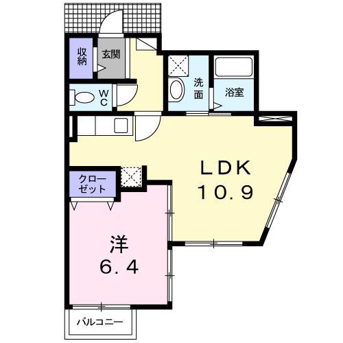 ブライトヒル東中野(1LDK/1階)の間取り写真