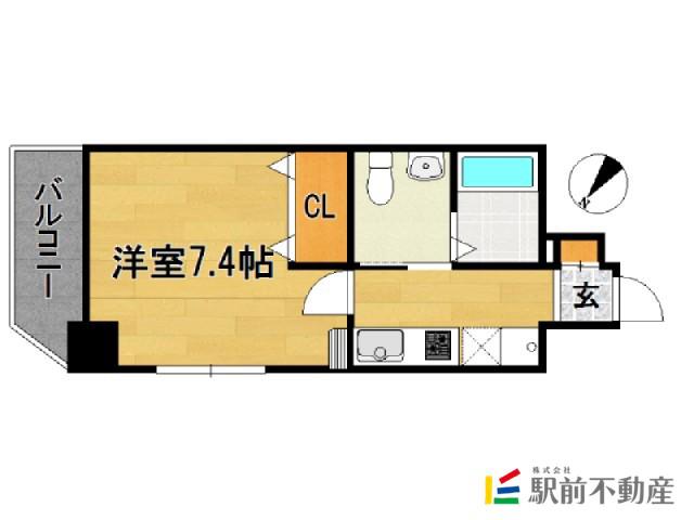 エンクレスト渡辺通(1K/9階)の間取り写真