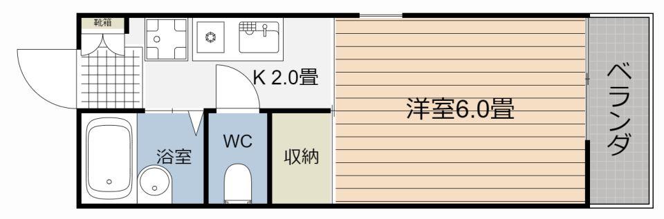 プレジールゆみ(1K/2階)の間取り写真