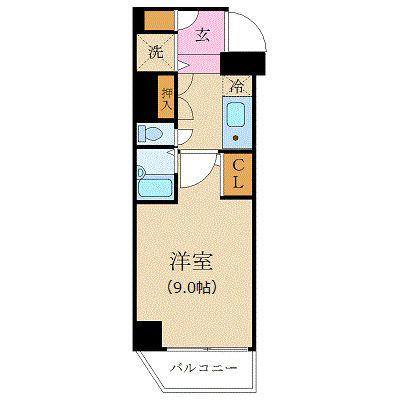 カスタリア新宿(1K/14階)の間取り写真