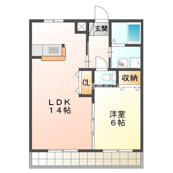ブロードタウン大崎C(1LDK/2階)の間取り写真
