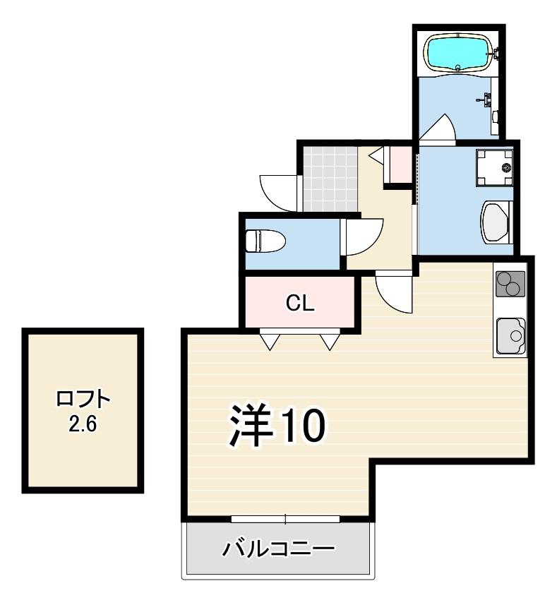 カサ苦楽園(1K/3階)の間取り写真