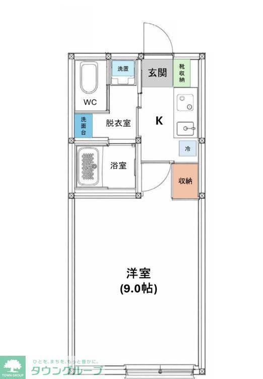 REVIO陣屋(1K/1階)の間取り写真