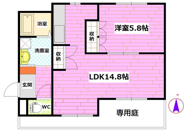 ベルジュシュシュ(1LDK/2階)の間取り写真