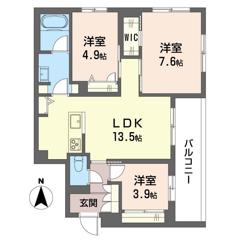 西武池袋線 富士見台駅 徒歩12分 3階建 新築(3LDK/3階)の間取り写真