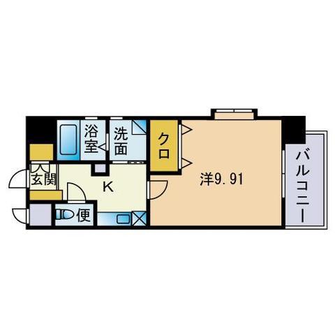 レーベン野間(1K/6階)の間取り写真