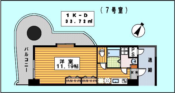 ロイヤルリバービュー143(1K/14階)の間取り写真