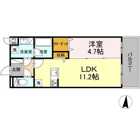 TERRACE WELLNESSII(1LDK/3階)の間取り写真