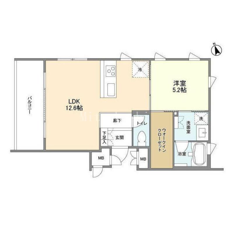 ガーデン東新宿(1LDK/5階)の間取り写真