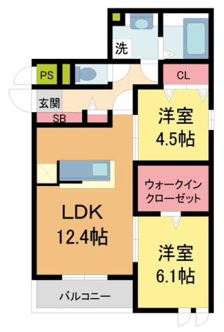 EVISTAGE甲子園(2LDK/1階)の間取り写真