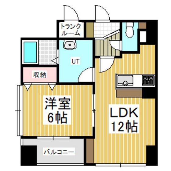 グランドール若草(1LDK/9階)の間取り写真