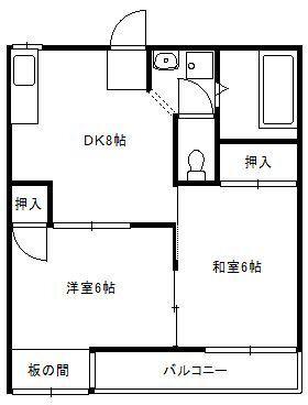 クレスト津田沼B棟(2DK/2階)の間取り写真