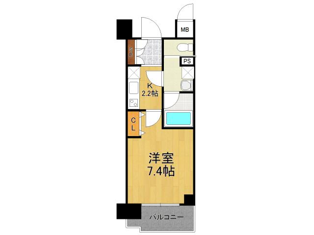 フルール西宮北口(1K/3階)の間取り写真