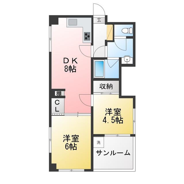 アビタシオン武田(2DK/3階)の間取り写真