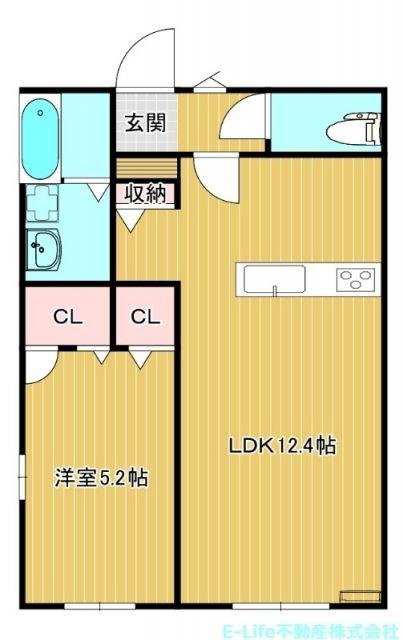 ウィズハイム山鹿F(1LDK/1階)の間取り写真