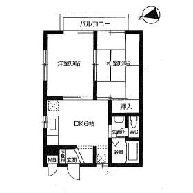 藤ハイツ(2DK/1階)の間取り写真
