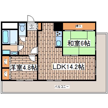 パークプラザ鷹取(2LDK/9階)の間取り写真