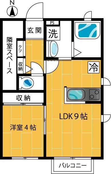 JR南武線 武蔵新城駅 徒歩7分 2階建 築12年(1LDK/1階)の間取り写真