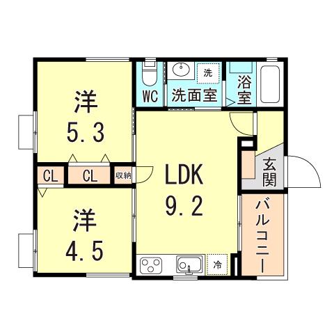 EG-10(2LDK/2階)の間取り写真