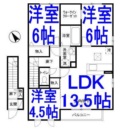 リシェール2(3LDK/2階)の間取り写真