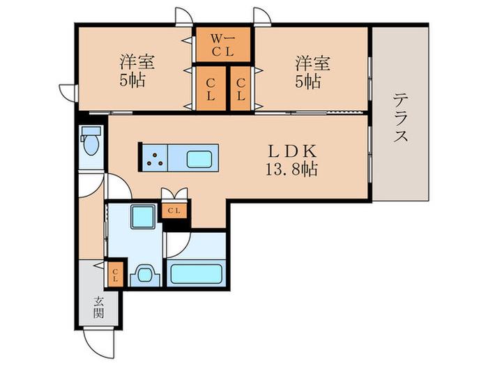 空彩ヒルズ(2LDK/2階)の間取り写真